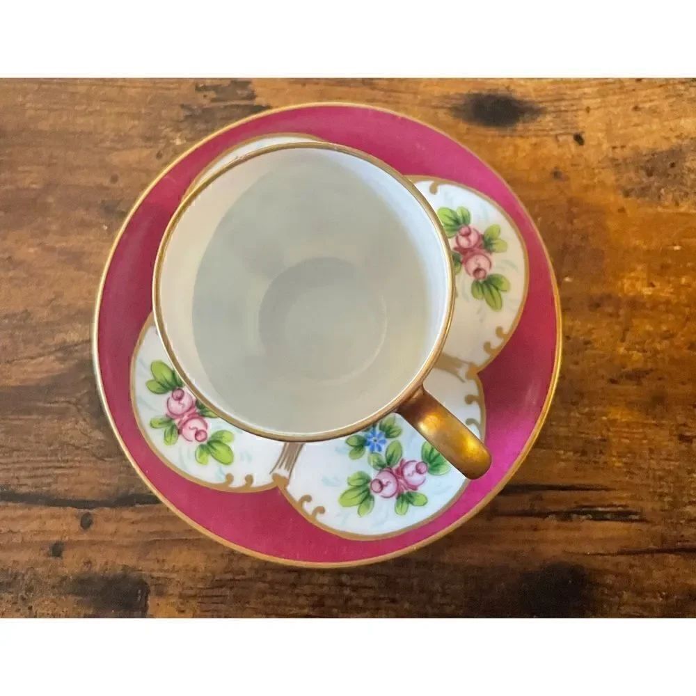 Limoges porcelain espresso cup with a saucer - Picture 3 of 6